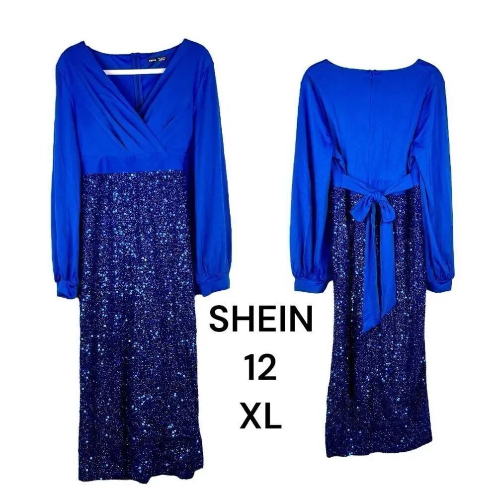 SHEIN Glamour Elegant Blue Formal Dress XL 12